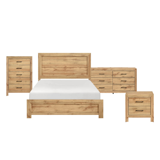 Doncic Oak Color 4 PC Queen Bedroom Set