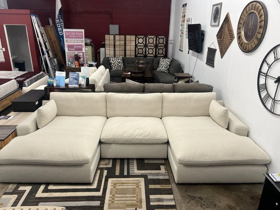 Dreamscape Double Chaise U -Shaped Feather Cloud Sectional Sofa Couch