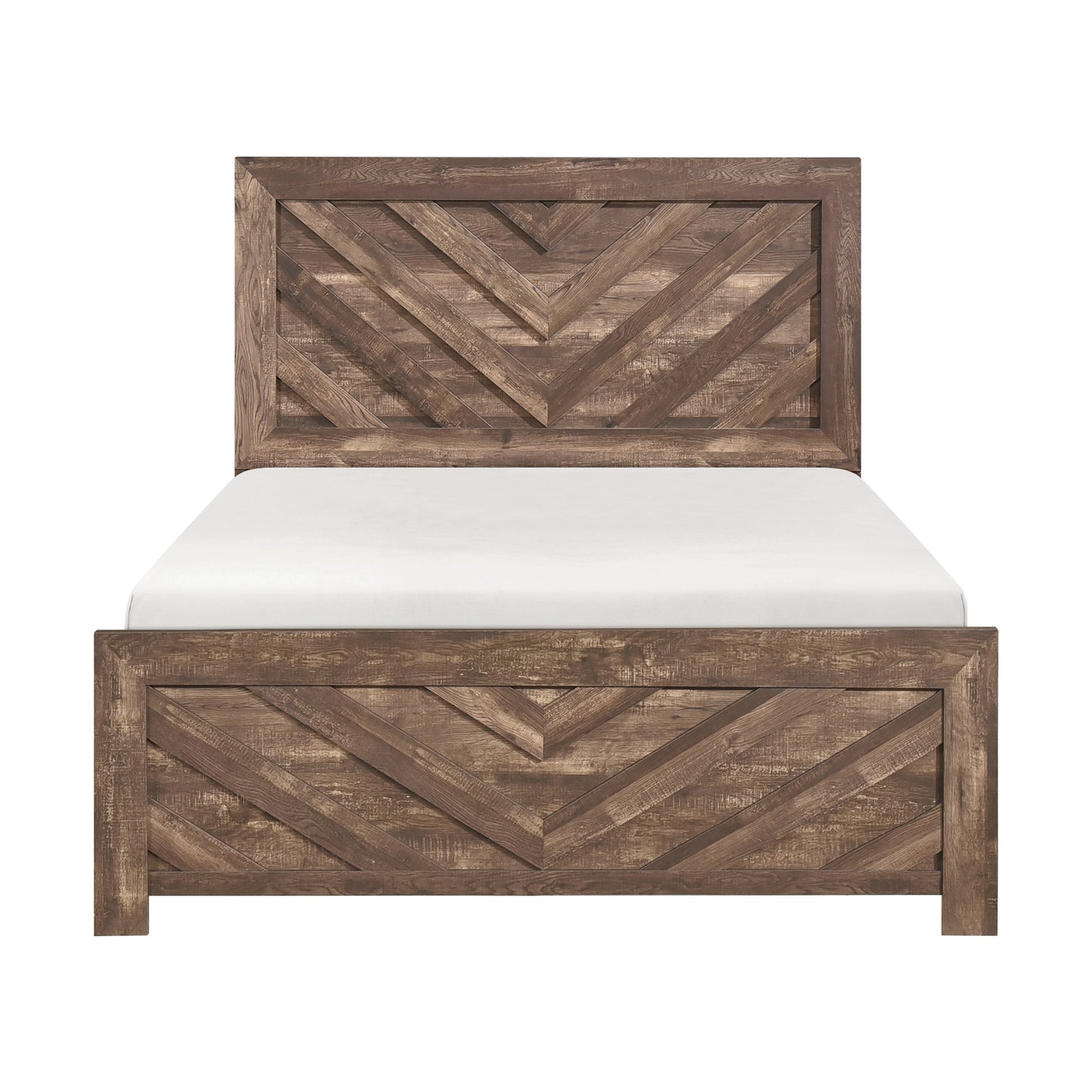 Juego de dormitorio Sadani Queen de madera marrón con cama tamaño queen, 2 mesitas de noche y cómoda