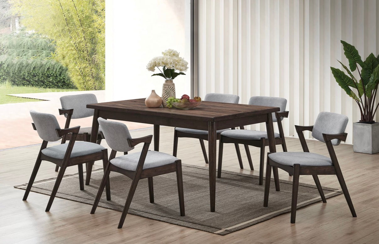 Burton 7 pc mid century modern dining set