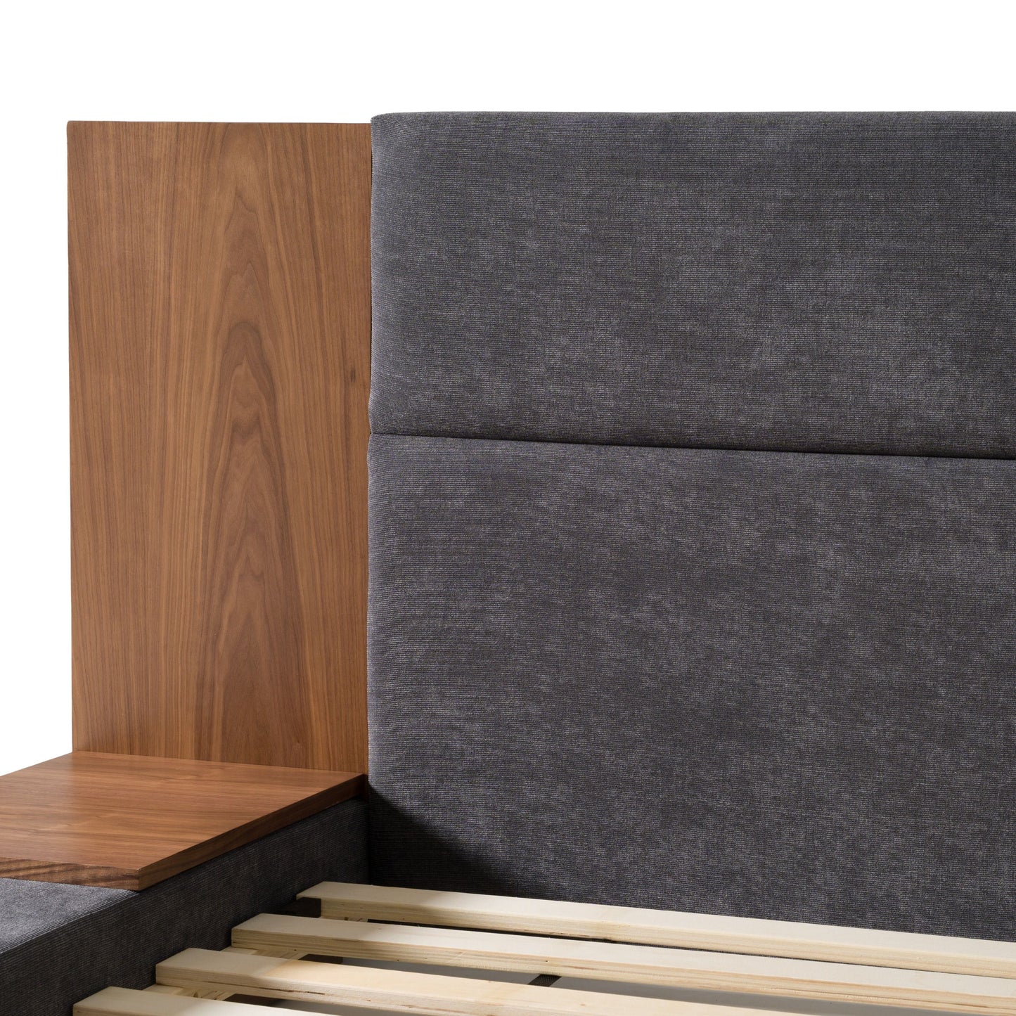 Cal King Dentari Dark Grey and Brown Modern Low Profile Bed Frame