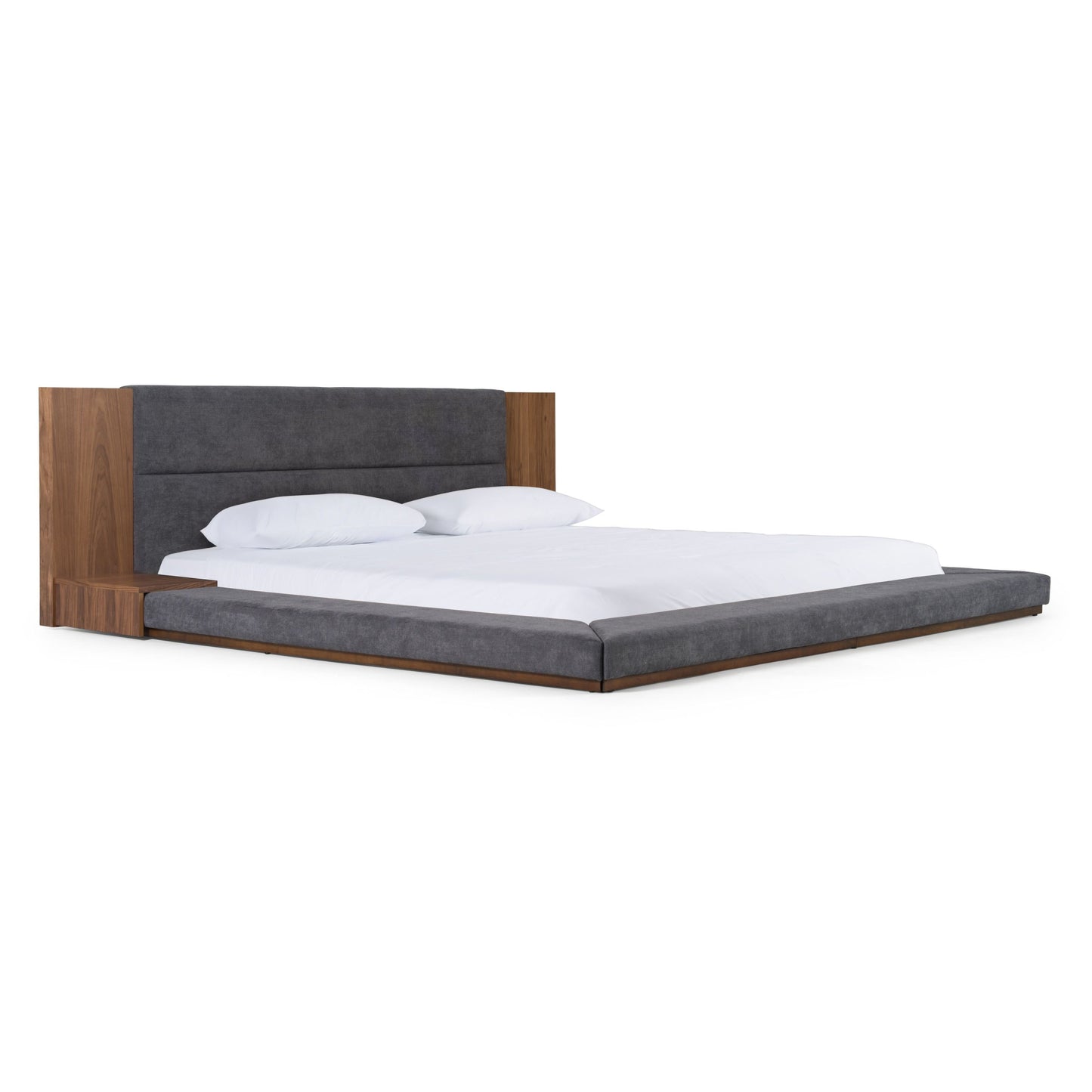 Cal King Dentari Dark Grey and Brown Modern Low Profile Bed Frame