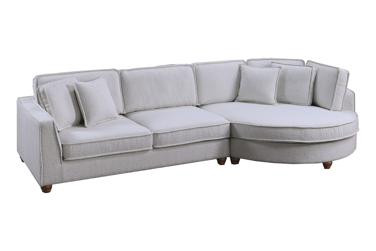 Ivory Boucle Designer Sectional Sofa Couch