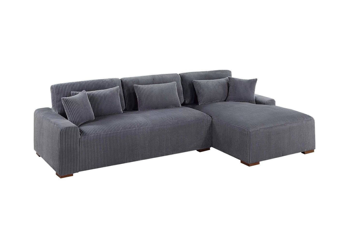 Vando Grey Cord Fabric Sectional Sofa Couch