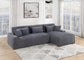 Vando Grey Cord Fabric Sectional Sofa Couch