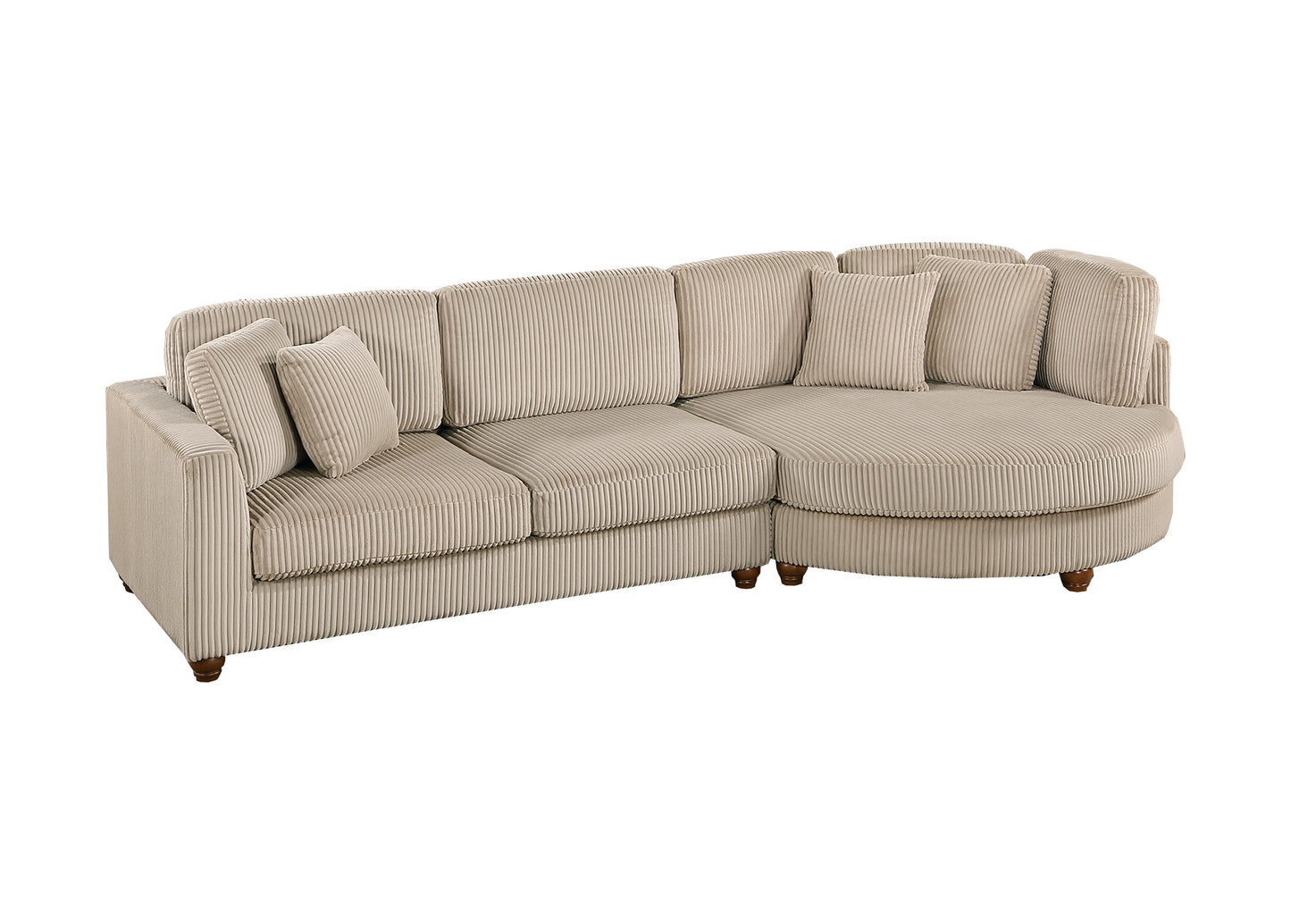 Willis Beige Cord Sectional Sofa Couch