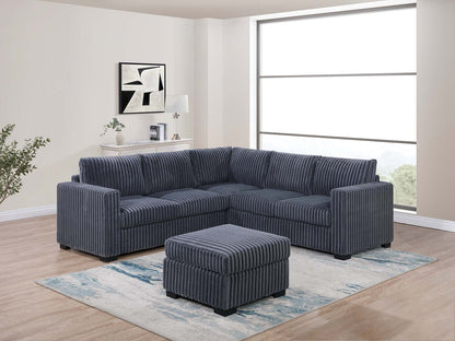 Davis Soft White Corduroy L Shape Sectional Sofa Couch