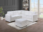 Davis Soft White Corduroy L Shape Sectional Sofa Couch