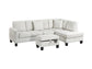 Lewis Beige Cord Fabric Sectional Sofa with Storage Ottoman