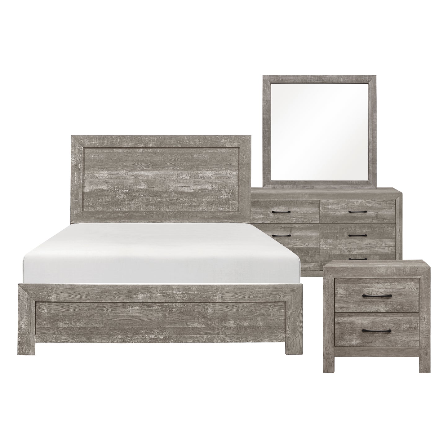 Doncic Queen Rustic Wood 4 PC Bedroom Set