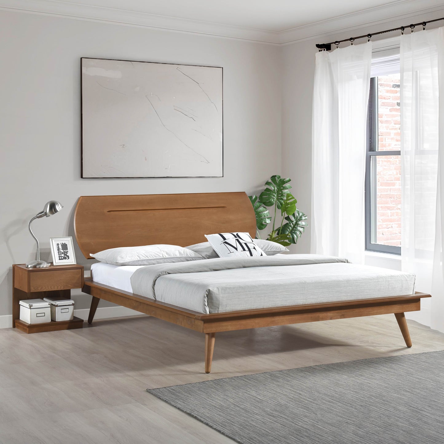 Luke Queen Mid Century Modern Platform Bed Frame