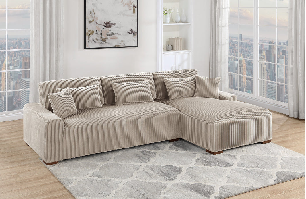 Vando Cord Fabric Sectional Sofa Couch