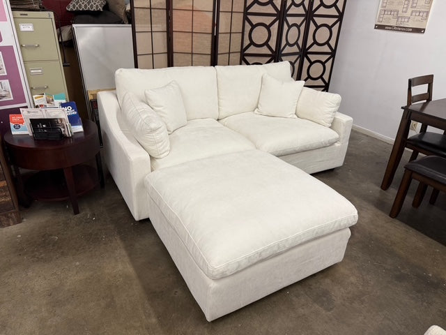 Haven White Chenille 84" Feather Cloud 3 PC Sectional Sofa