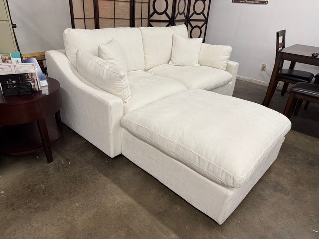 Haven White Chenille 84" Feather Cloud 3 PC Sectional Sofa