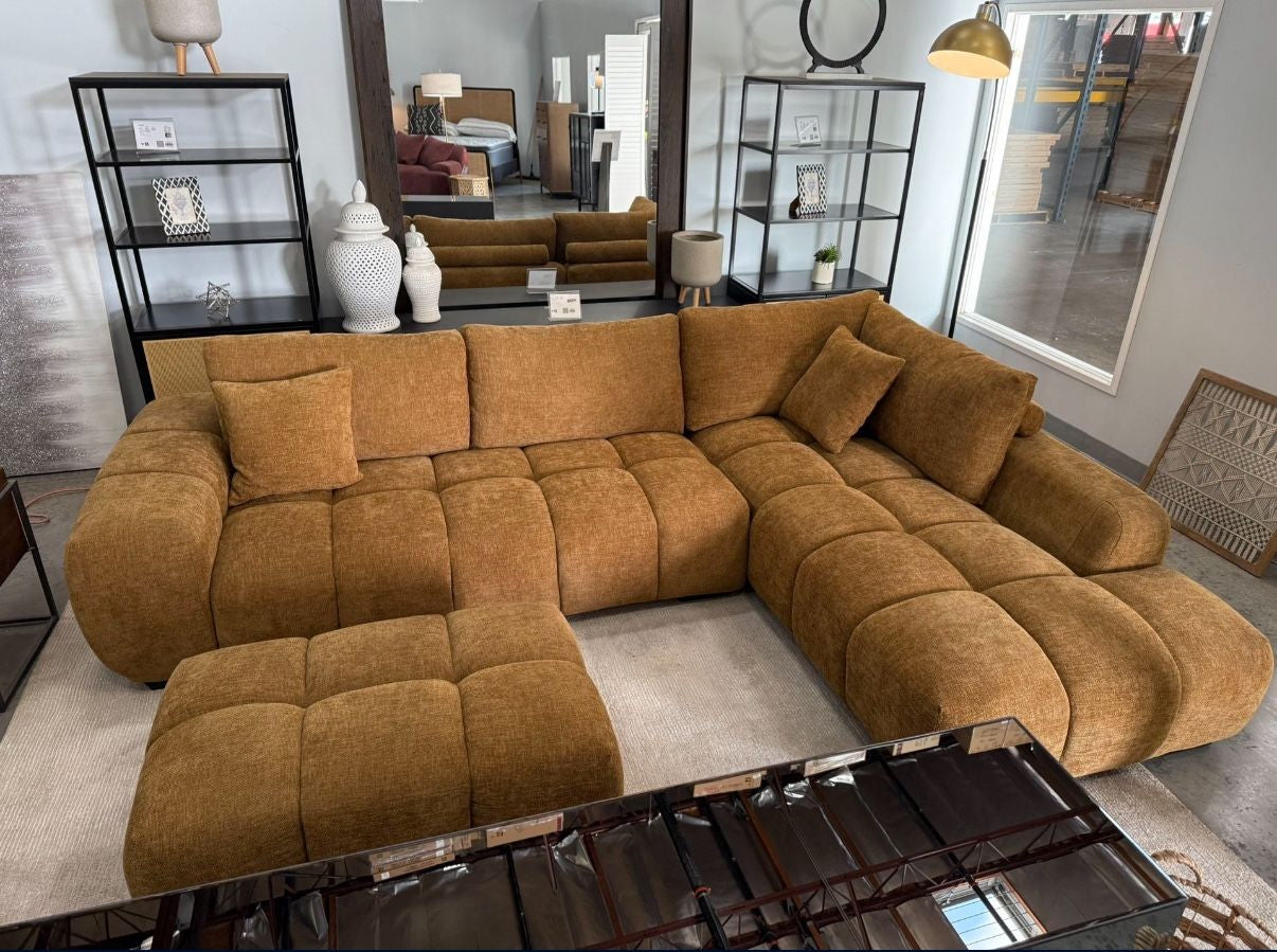 Helenia Upholstered Sectional Chaise Sofa Amber