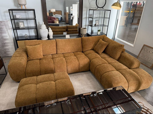 Octavia Upholstered Sectional Chaise Sofa Amber