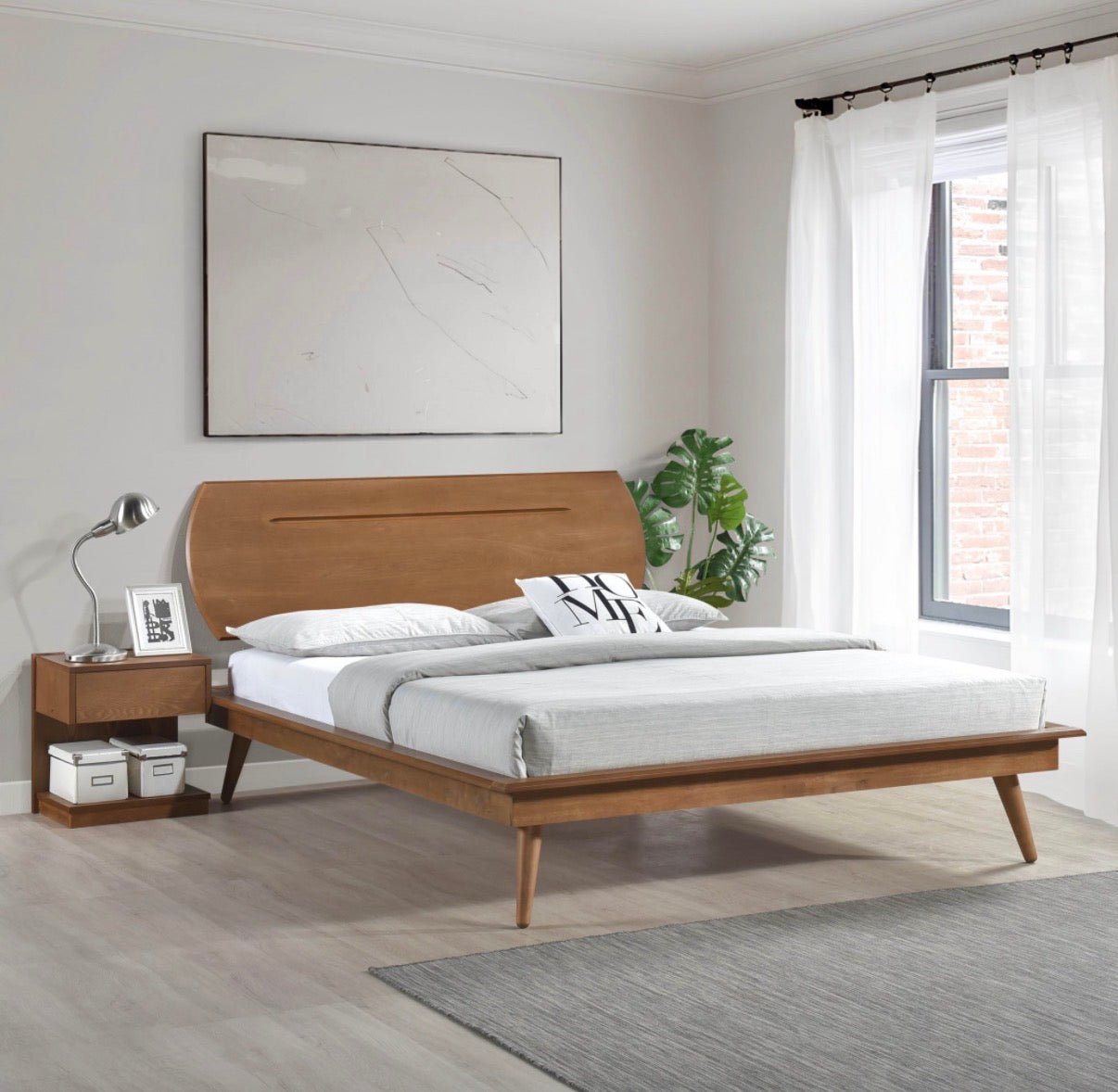 Luke Full Size Mid Century Modern Bed Frame
