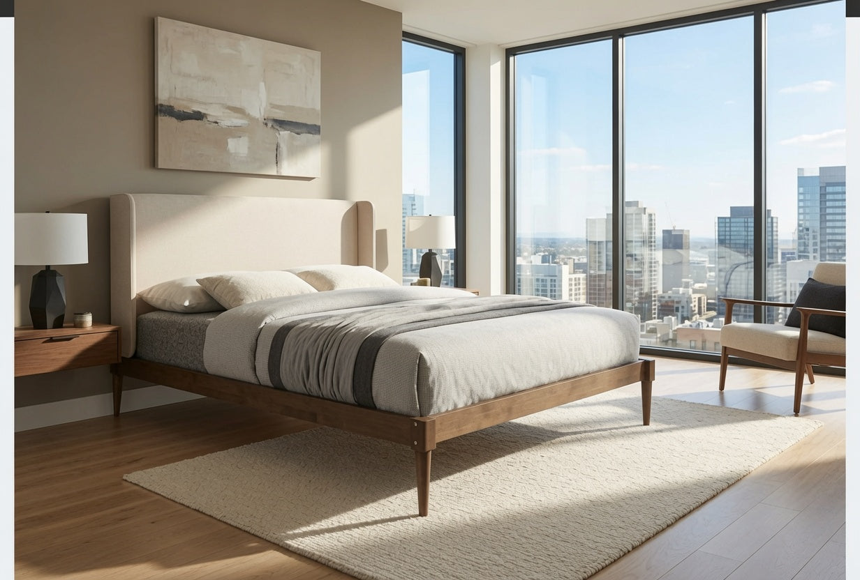 Cameron Mid Century Modern Queen Platform Bed Frame