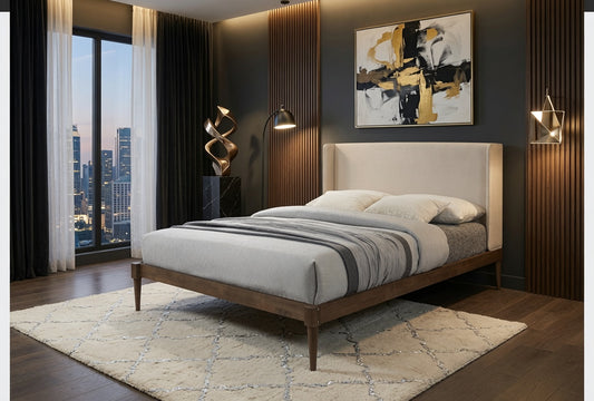 Cameron Mid Century Modern Queen Platform Bed Frame