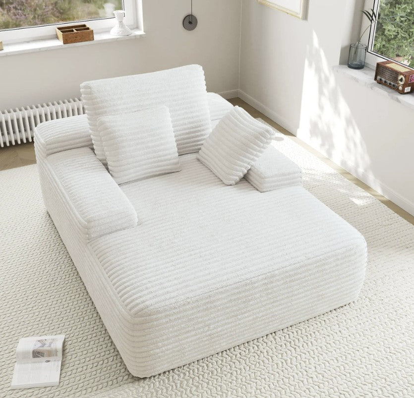 Ivory Boneless Corduroy Oversized Chaise Lounge Chair