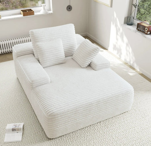Ivory Boneless Corduroy Oversized Chaise Lounge Chair