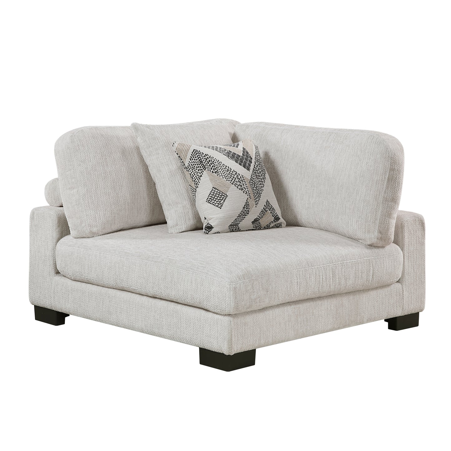 Finney Pit Style Light Beige Textured Fabric Sectional Sofa Couch