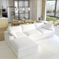 Sky Air Feather Cloud White Linen 120" Sectional Sofa Couch