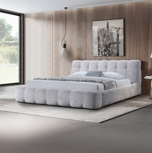 Laravia Grey Chenille Fabric Cloud Bed Frame