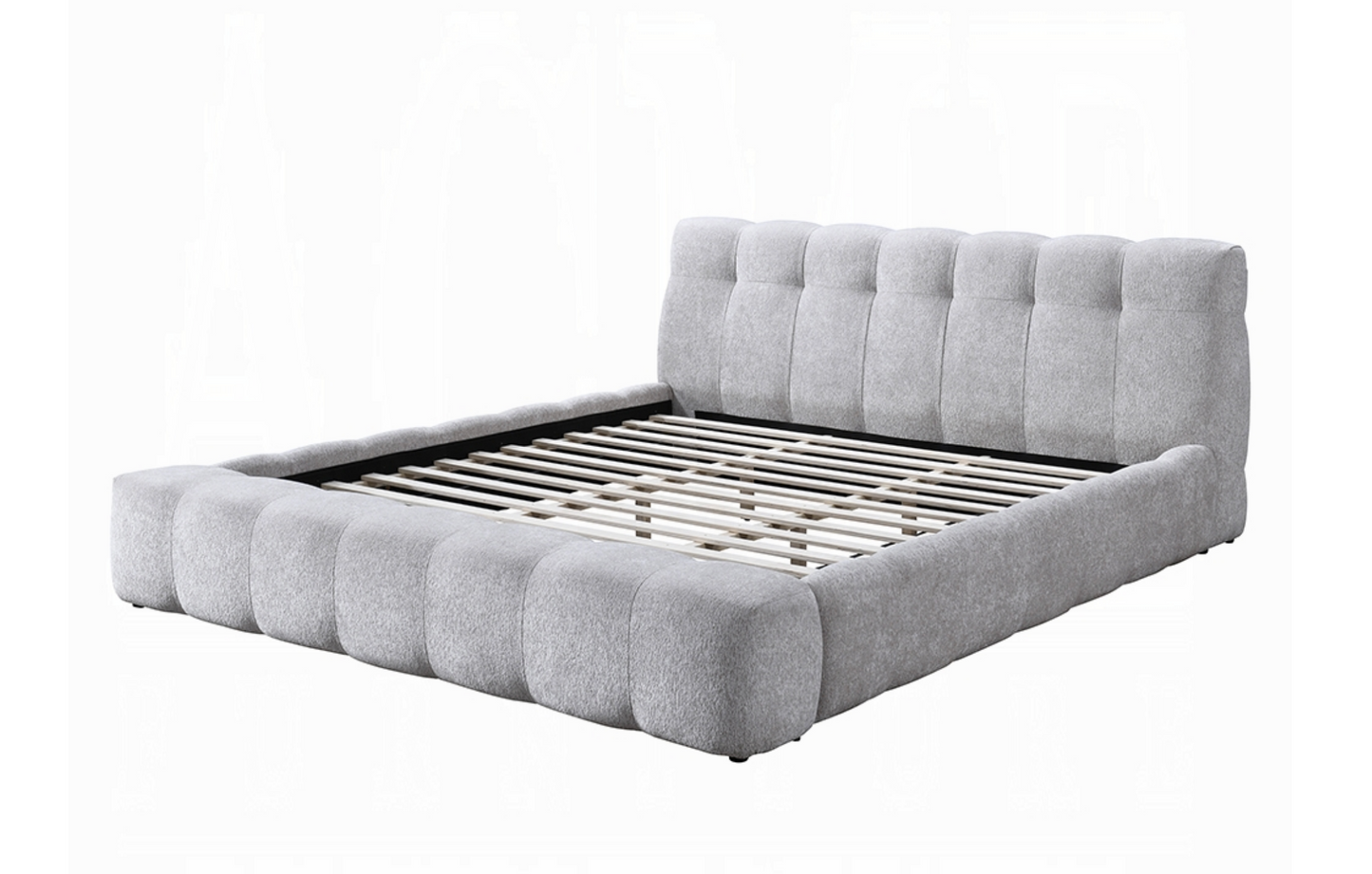 Laravia Grey Chenille Fabric Cloud Bed Frame