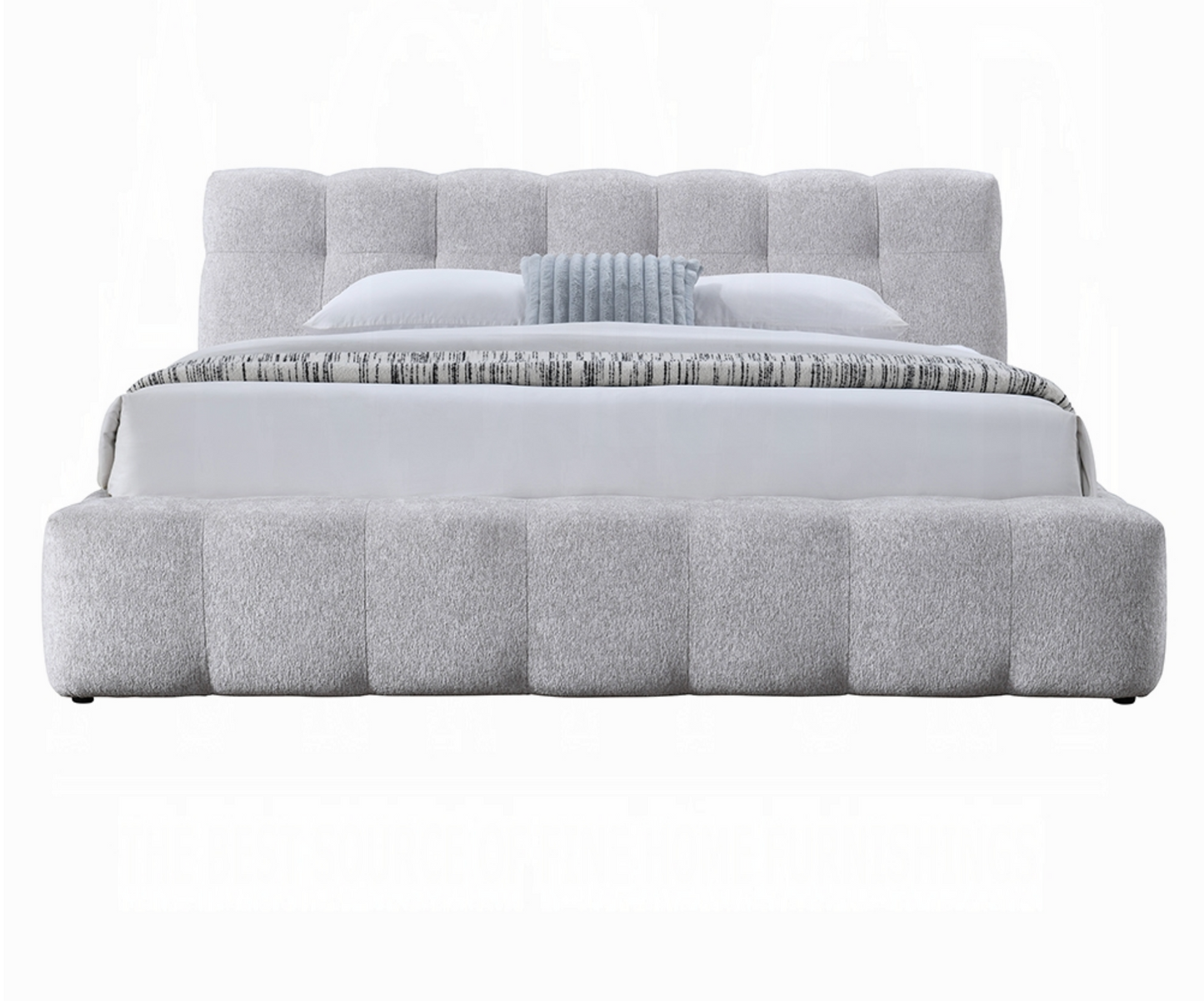 Laravia Grey Chenille Fabric Cloud Bed Frame