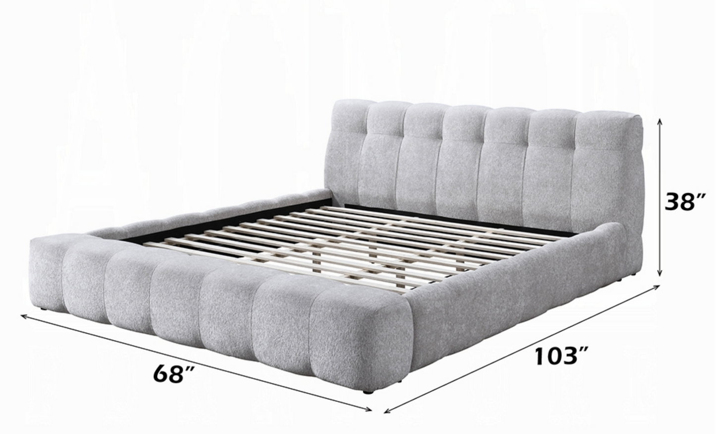 Laravia Grey Chenille Fabric Cloud Bed Frame