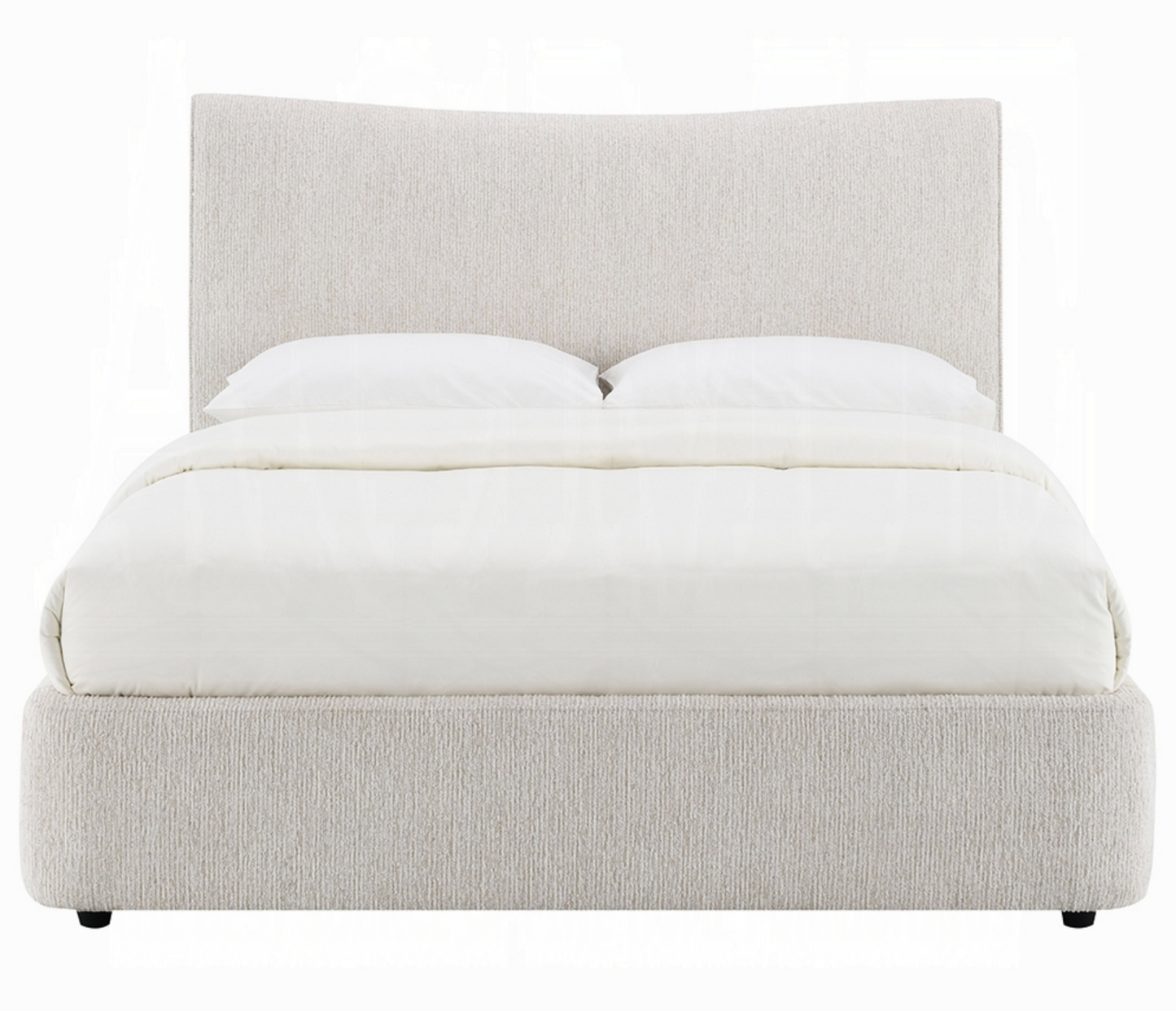 Marcus Beige Chenille Queen Platform Bed Frame