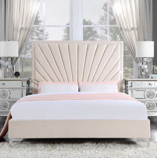 Versailles Queen Soft Velvet Platform Bed Frame