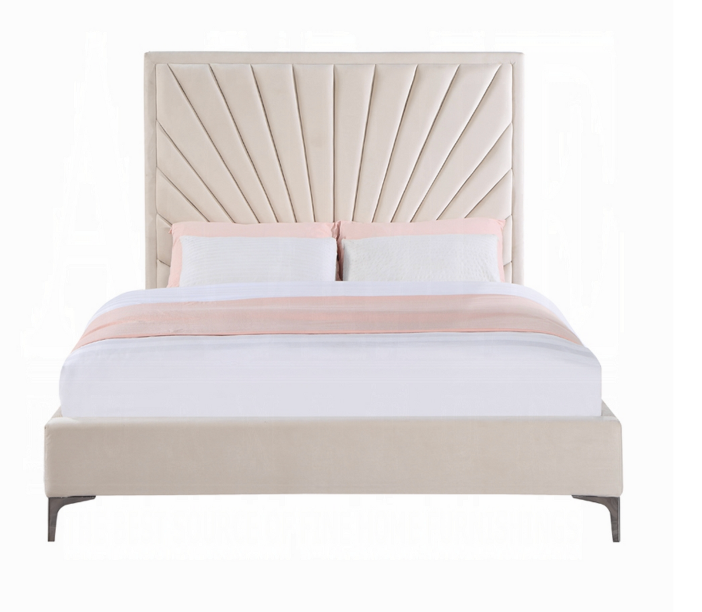 Versailles Queen Soft Velvet Platform Bed Frame