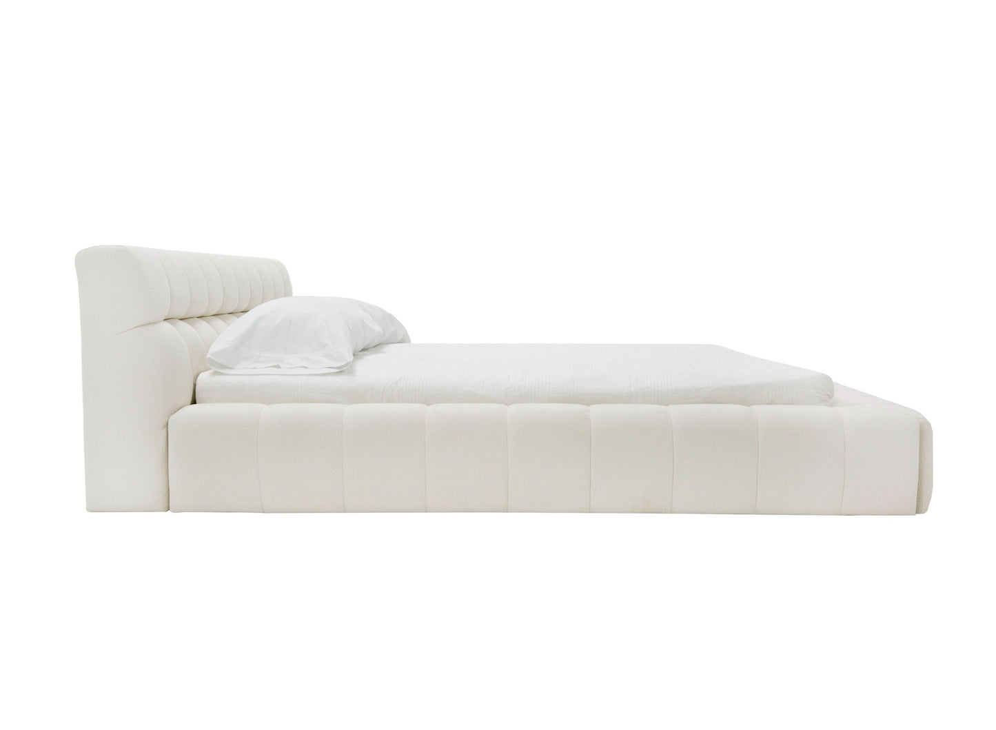 Mikan Luxury King Size Modern Tufted Off White Bed