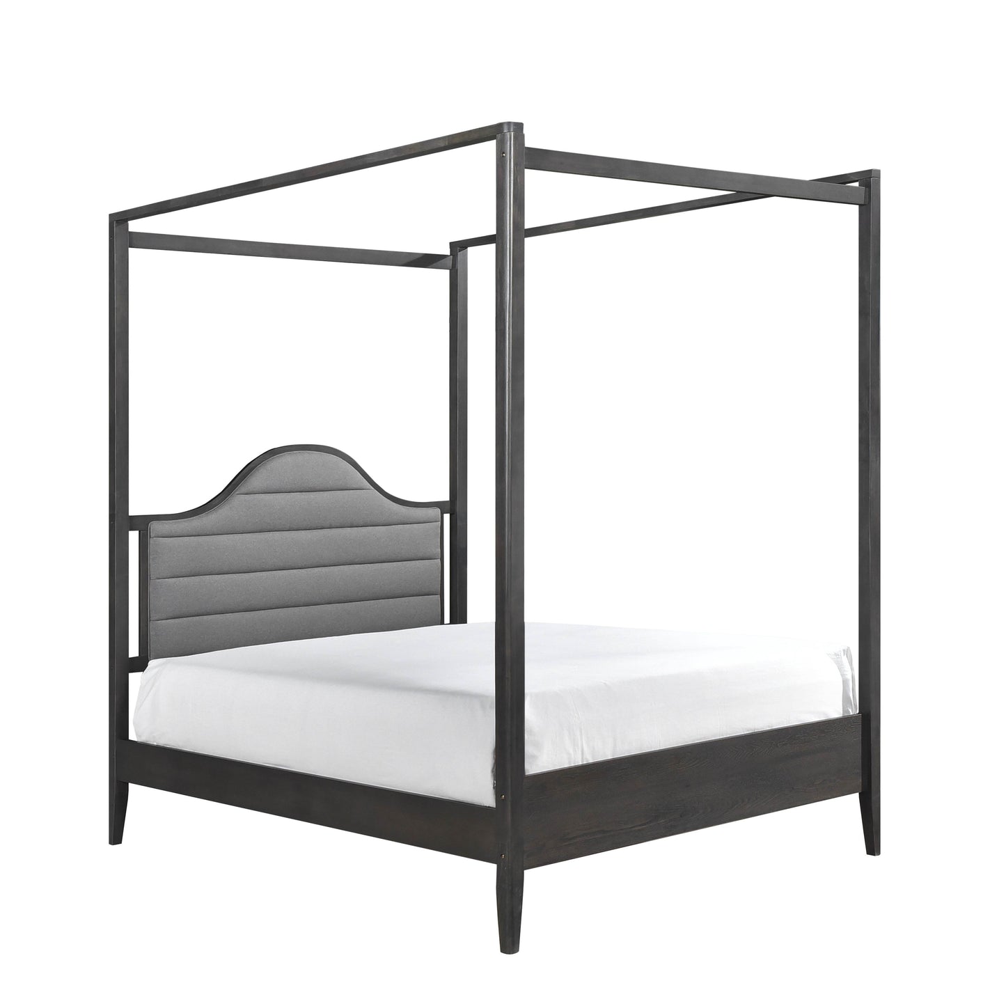 Rudd Queen Grey Wood Platform Canopy Bed