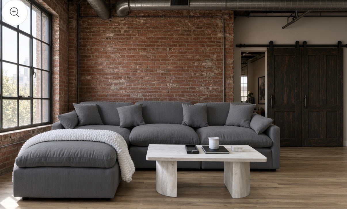 Eclipse 4-pc modular feather cloud sectional in gray
