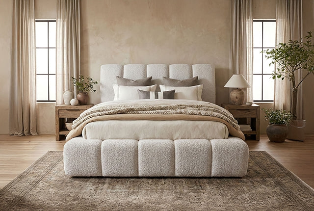 Griffin Off White Upholstered Fabric Bedframe