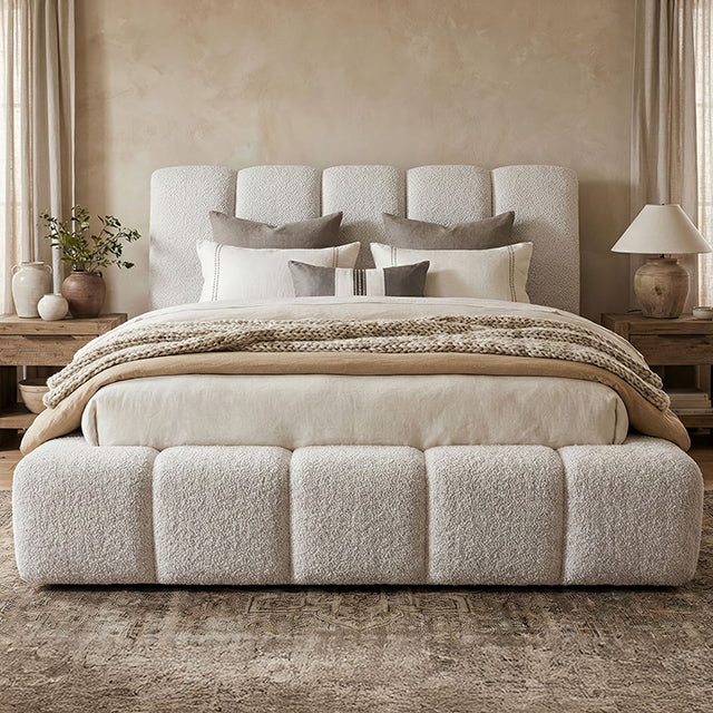 Griffin Off White Upholstered Fabric Bedframe