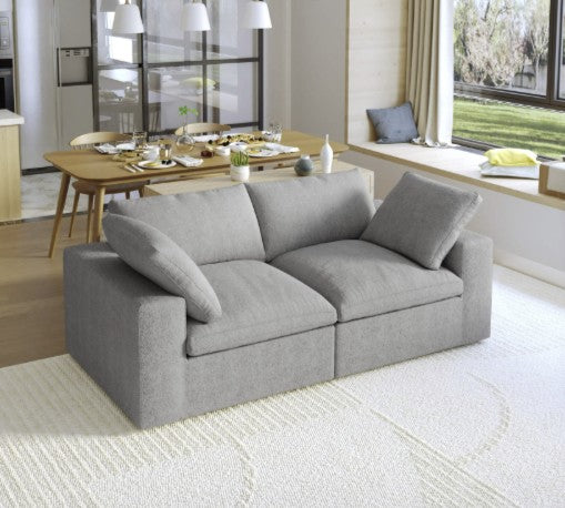 Sky Air Grey Soft Linen 82" Feather Cloud 2 PC Sofa