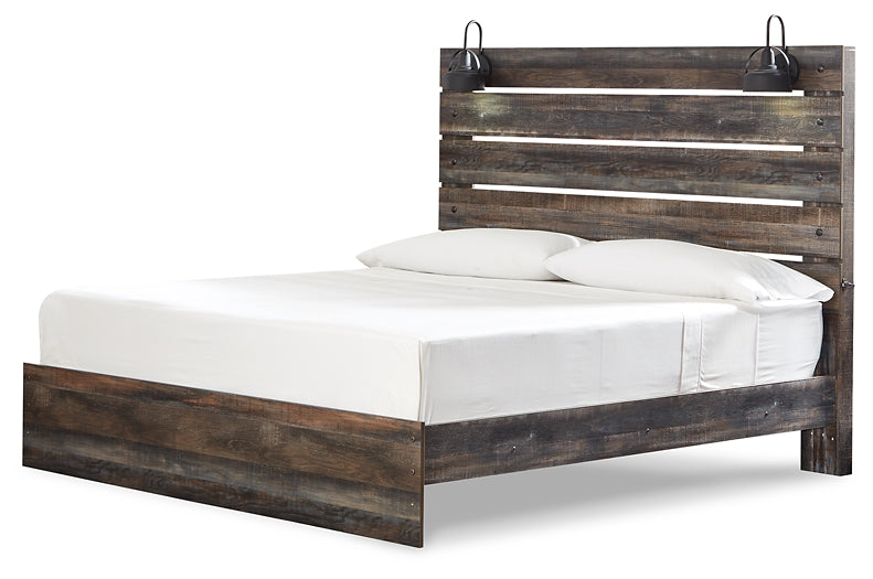 Cama Drystan King con paneles y tocador con espejo