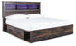 Cama Drystan King con dos cajones, cómoda con espejo, cómoda y mesita de noche