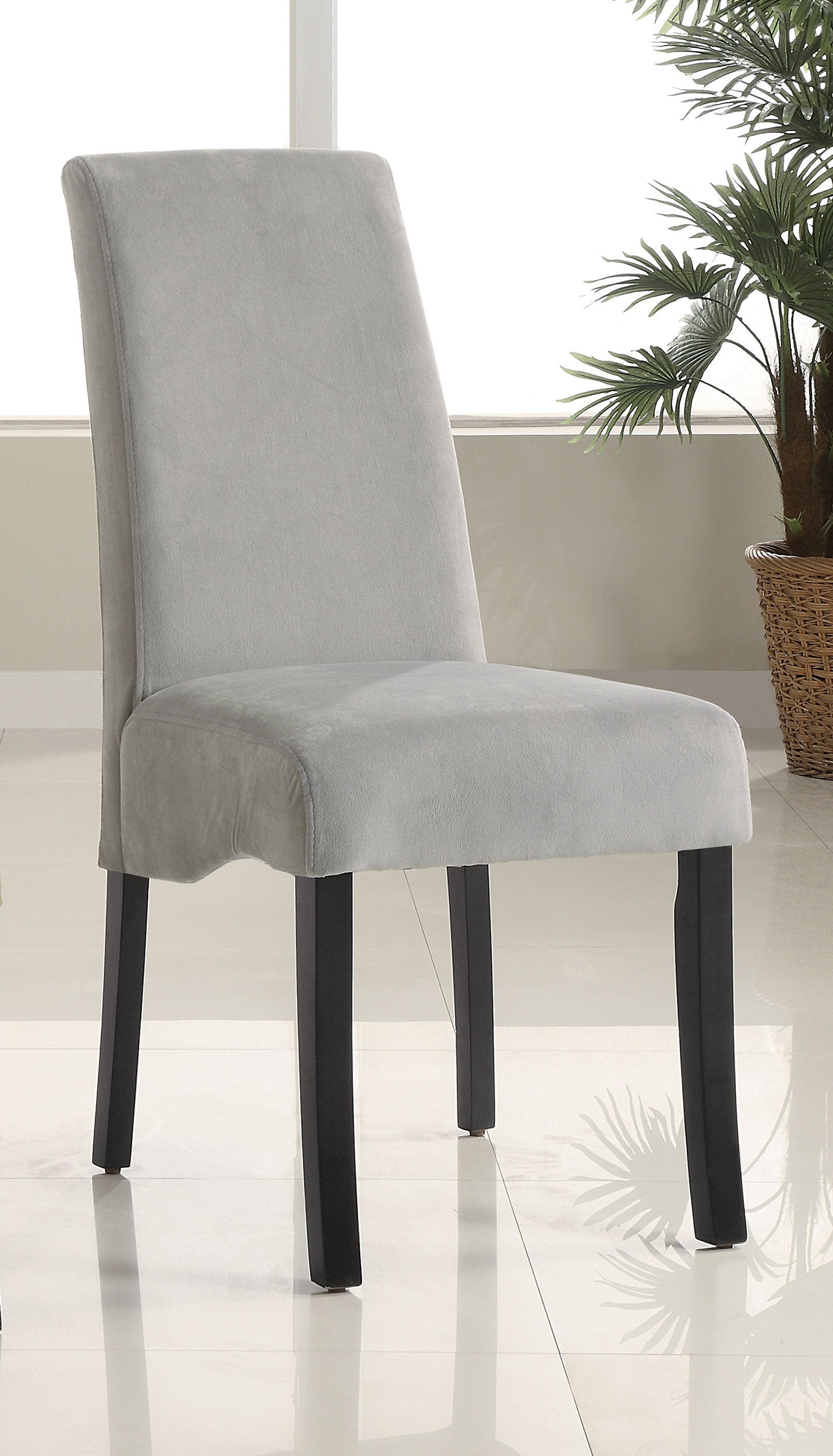 Silla de comedor Stanton tapizada en terciopelo gris (juego de 2)