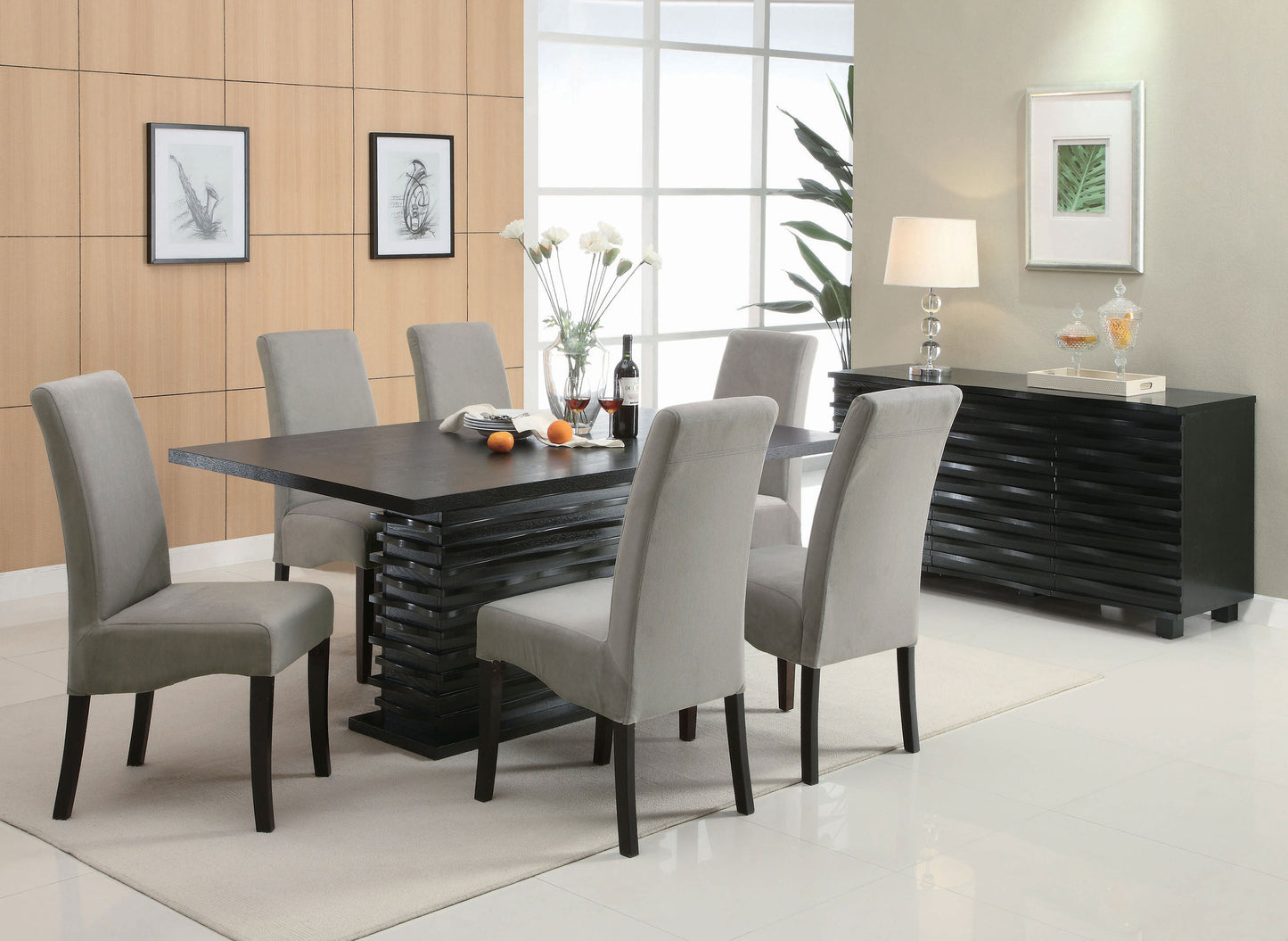 Silla de comedor Stanton tapizada en terciopelo gris (juego de 2)