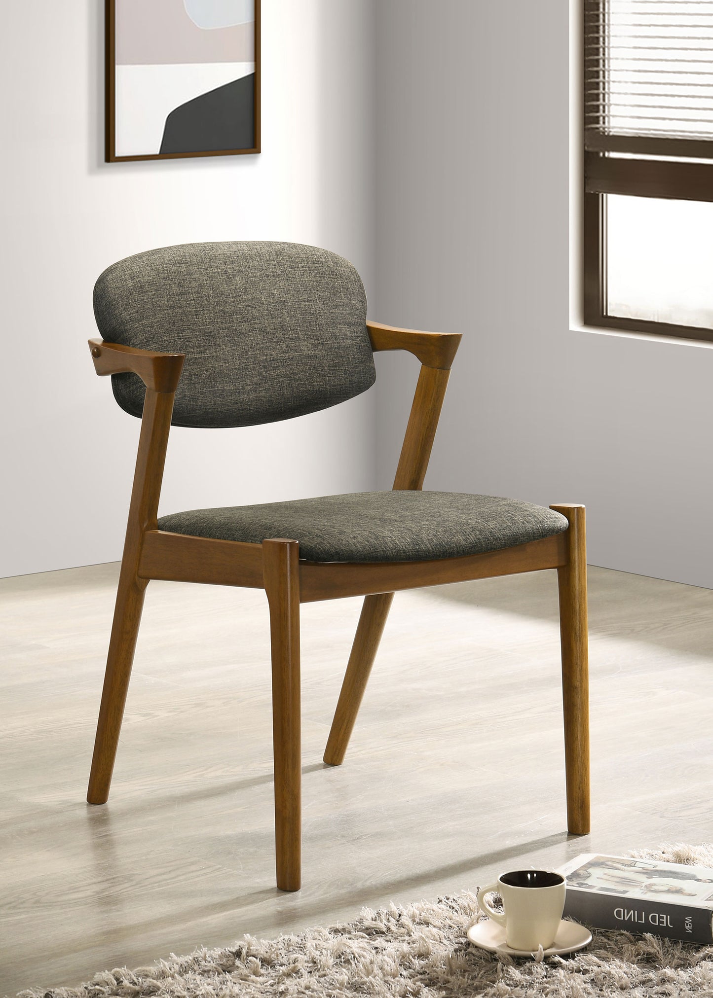 Silla de comedor Malone acolchada de madera en nogal oscuro (juego de 2)