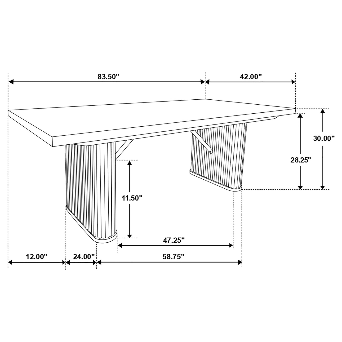 Mesa de comedor rectangular de madera Catherine de 84 pulgadas, color negro