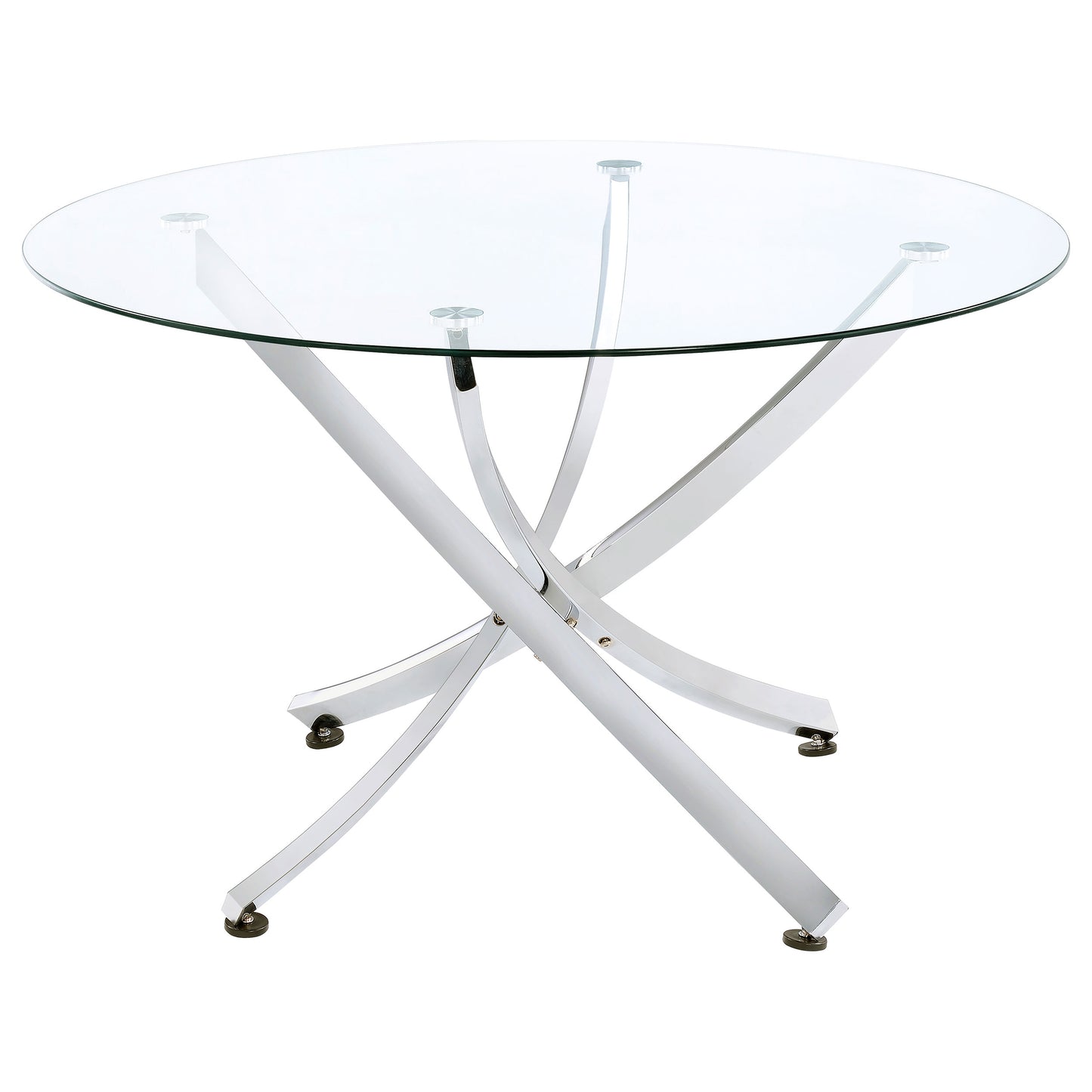 Juego de comedor Beckham de 5 piezas con tapa de vidrio redonda, cromado y blanco
