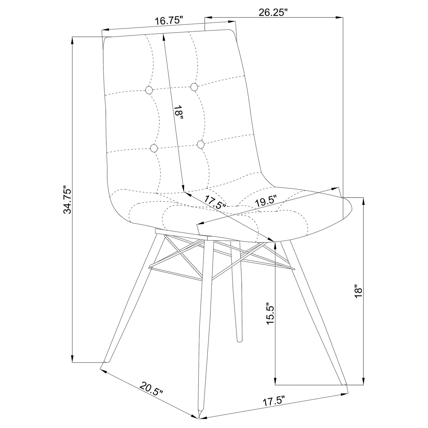 Silla de comedor tapizada Aiken marrón (juego de 4)