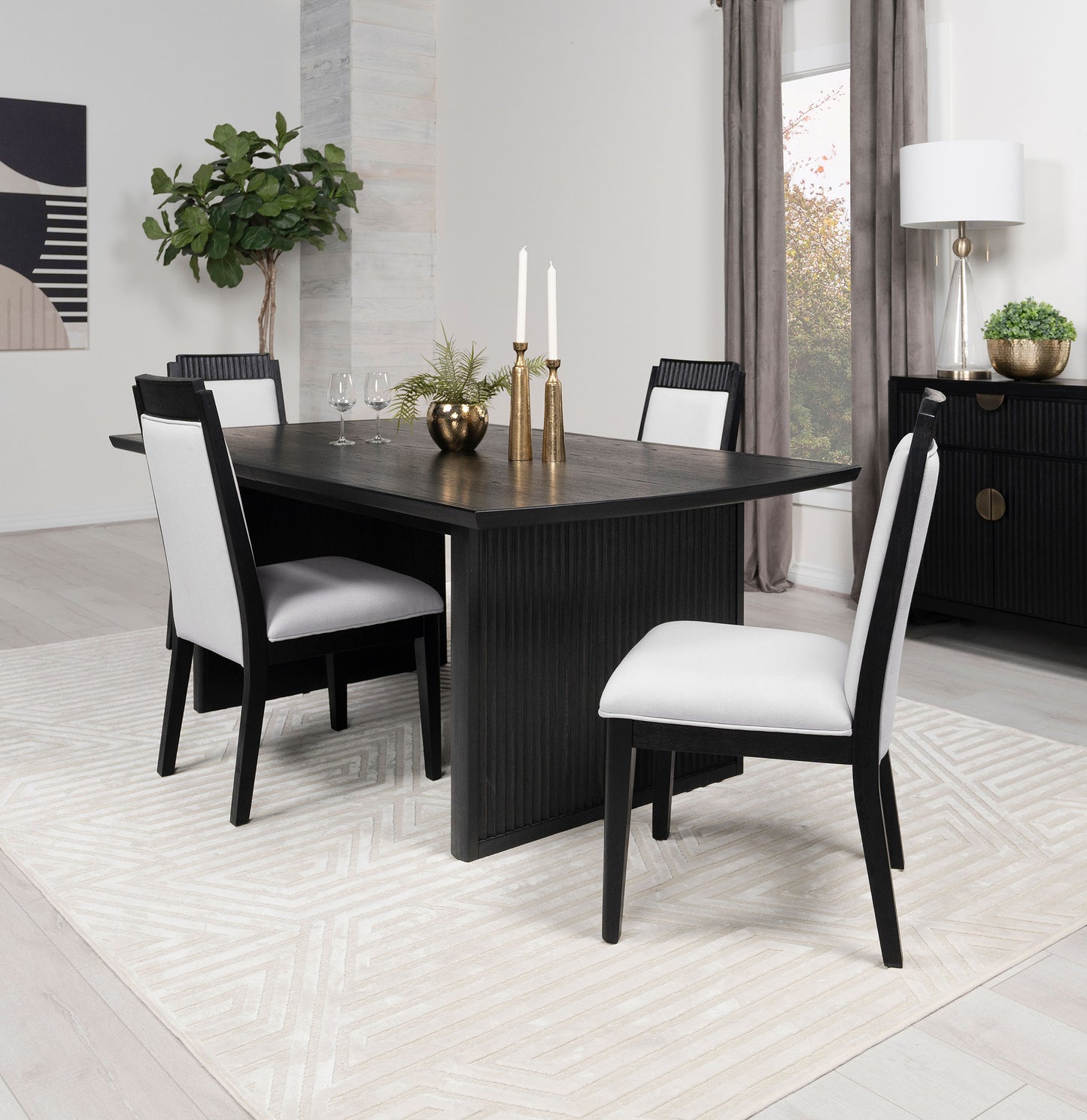 Juego de mesa de comedor Brookmead de 5 piezas con hojas extensibles, color negro