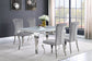 Carone 5-piece 61-inch Rectangular White Glass Dining Set Grey